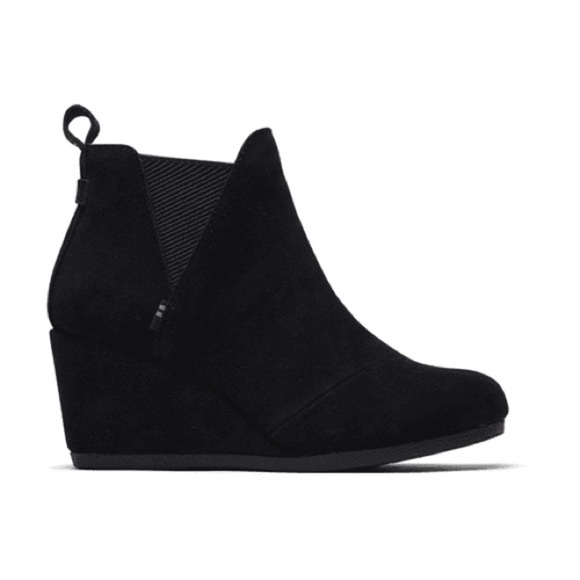 Toms Women’s Kelsey Black Suede Ankle Wedge Booties - Picture 7 of 13